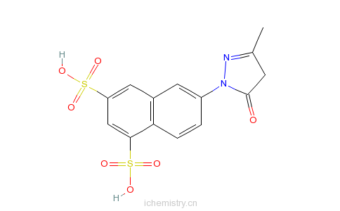 CAS:7277-87-4_6-(4,5-二氢-3-甲基-5-氧代-1H-吡唑-1-基)-1,3-萘二磺酸的分子结构