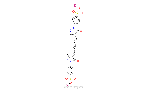 CAS:72796-93-1_4-[4,5-二氢-4-[5-[5-羟基-3-甲基-1-(4-磺苯基)-1H-吡唑-4-基]-2,4-亚戊二烯基]-3-甲基-5-氧代-1H-吡唑-1-?的分子结构