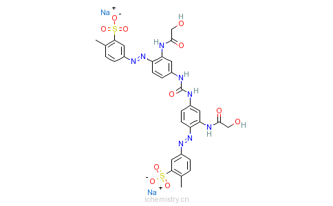 CAS:72828-84-3_3,3'-[羰基双亚氨基[2-[(2-羟乙酰基)氨基]-4,1-亚苯基]偶氮]]双(6-甲基)-苯磺酸二钠的分子结构