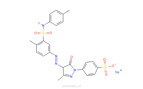 CAS:72828-87-6_4-[4,5-二氢-3-甲基-4-[[4-甲基-3-[[(4-甲基苯基)氨基]磺酰基]苯基]偶氮]-5-氧代-1H-吡唑-1-基]-苯磺酸单钠的分子结构