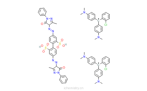 CAS:73003-88-0_N-[4-[(2-氯苯基)[4-(二甲氨基)苯基]亚甲基]-2,5-亚环己二烯-1-基]-N-甲基甲铵与4,4'-二[(4,5-二氢-3-甲基-的分子结构