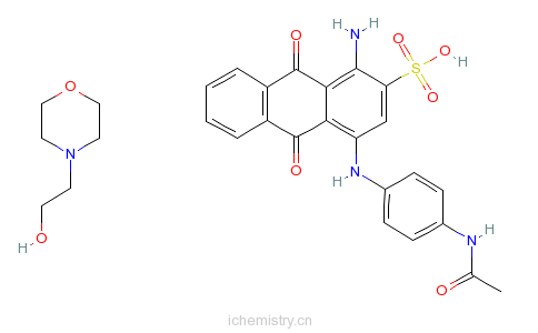CAS:73019-12-2_[4-[4-(乙酰氨基)苯氨基]-1-氨基-9,10-二氢-9,10-二氧代蒽-2-磺酸、吗啉-4-乙醇的]化合物的分子结构