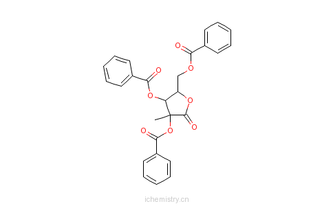 CAS:7392-74-7_2,3,5-三苯甲酰氧基-2-C-甲基-D-核糖酸-1,4-内酯的分子结构