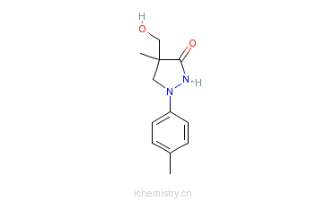 CAS:76444-94-5_4-羟甲基-1-(对甲苯基)-4-甲基-3-吡唑烷酮的分子结构