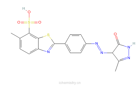 CAS:78480-22-5_[2-[4-[(4,5-二氢-3-甲基-5-氧代-1H-吡唑-4-基)偶氮]苯基]-6-甲基-7-苯并噻唑磺酸与二乙醇胺(1：1)]的化合?的分子结构