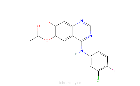 CAS:788136-89-0_4-(3-氯-4-氟苯氨基)-7-甲氧基喹唑啉-6-醇乙酸酯的分子结构
