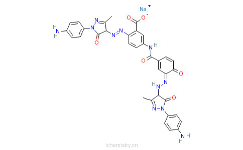 CAS:80435-40-1_2-[[1-(4-氨基苯基)-4,5-二氢-3-甲基-5-氧代-1H-吡唑-4-基]偶氮]-5-[[3-[[1-(4-氨基苯基)-4,5-二氢-3-甲基-的分子结构