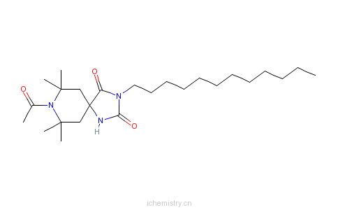 CAS:82537-67-5_8-乙酰基-3-十二烷基-7,7,9,9-四甲基-1,3,8-三氮杂螺[4.5]癸烷-2,4-二酮的分子结构