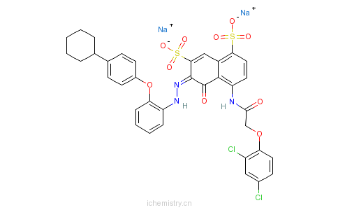 CAS:83027-51-4_6-[[2-(4-环己基苯氧基)苯基]偶氮]-4-[[(2,4-二氯苯氧基)乙酰基]氨基]-5-羟基-1,7-萘二磺酸二钠盐的分子结构