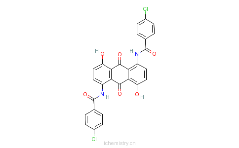 CAS:83721-56-6_N,N'-(9,10-二氢-4,8-二羟基-9,10-二氧代-1,5-联蒽基)双(4-氯苯甲酰胺)的分子结构