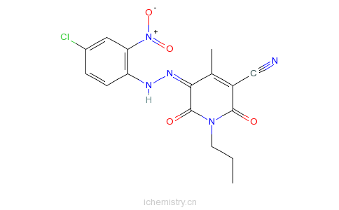 CAS:83748-27-0_5-[(4-氯-2-硝基苯基)偶氮基]-1,6-二氢-2-羟基-4-甲基-6-氧代-1-丙基-3-吡啶甲腈的分子结构
