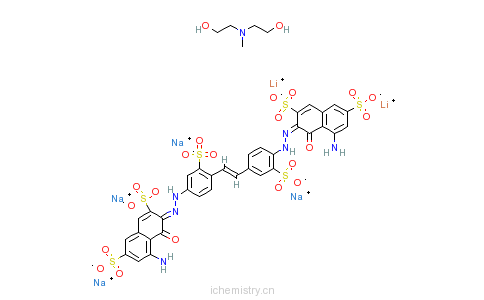 CAS:83783-94-2_3,3'-[1,2-乙烯二基二[(3-磺-4,1-亚苯基)偶氮]]二(5-氨基-4-羟基)-2,7-萘二磺酸锂钠盐与2,2'-(甲基亚氨基)?的分子结构