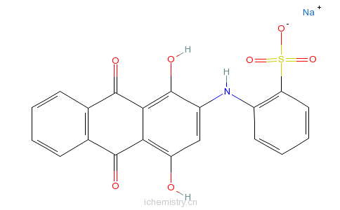 CAS:83804-03-9_[(9,10-二氢-1,4-二羟基-9,10-二氧-2-蒽基)氨基]苯磺酸钠的分子结构