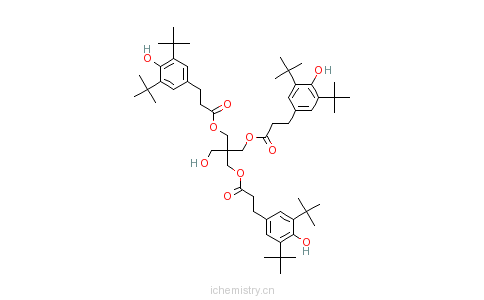 CAS:84633-54-5_3,5-双(1,1-二甲基乙基)-4-羟基苯丙酸-2-[[3-[3,5-双(1,1-二甲基乙基)-4-羟苯基]-1-氧代丙氧基]甲基]-2-(羟的分子结构