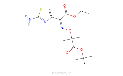 CAS:86299-46-9_(Z)-2-(2-氨基噻唑-4-基)-2-(1-叔丁氧羰基-1-甲基)乙氧亚氨基乙酸乙酯的分子结构