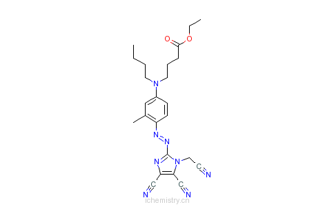 CAS:86772-44-3_4-[丁基[4-[[4,5-二氰基-1-(氰基甲基)-1H-咪唑-2-基]偶氮]-3-甲基戊基]氨基]丁酸乙酯的分子结构