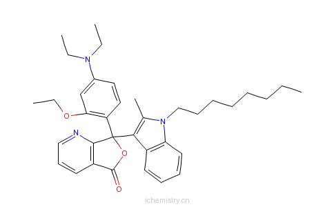 CAS:87563-89-1_7-[4-(二乙基氨基)-2-乙氧基苯基]-7-(2-甲基-1-辛基-1H-吲哚-3-基)呋喃并[3,4-b]吡啶-5(7H)-酮的分子结构