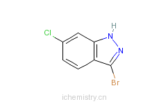 CAS:885521-34-6_3-溴-6-氯-1H-吲唑的分子结构