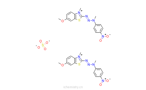 CAS:89923-58-0_6-甲氧基-3-甲基-2-[3-甲基-3-(4-硝基苯基)-1-三嗪基]苯并噻唑翁硫酸盐(2：1)的分子结构