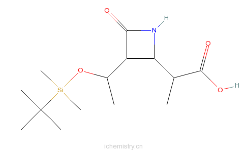 CAS:90776-58-2_(3S,4S)-3-((R)-1-(叔丁基二甲基硅氧基)乙基)-4((R)-1-甲酰乙基)-2-氮杂环丁酮的分子结构