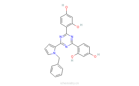 CAS:916334-62-8_2-(1-苄基-1H-吡咯-2-基)-4,6-二(2,4-二羟基苯基)-1,3,5-三嗪的分子结构