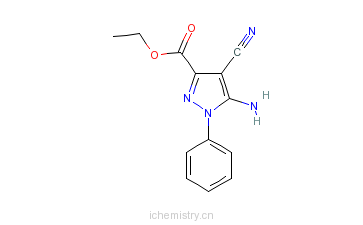 CAS:93764-93-3_5-氨基-4-氰基-1-苯基-1H-吡唑-3-甲酸乙酯的分子结构