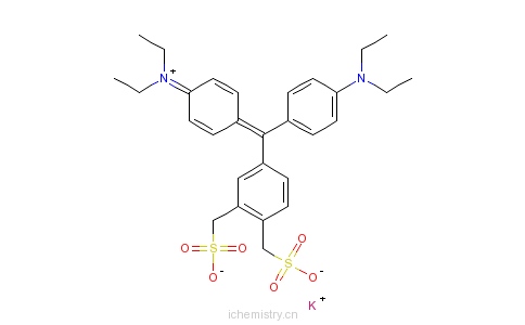 CAS:93942-43-9_氢[4-[-(二乙基氨基)-3',4'-双(磺酰氧甲基)苯氢叉]-2,5-环己二烯-1-亚基]二乙基胺钾盐的分子结构