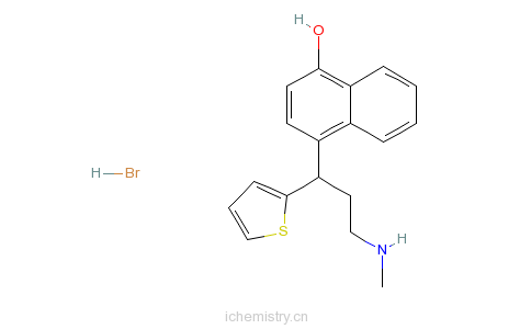 CAS:949096-01-9_4-[3-(甲氨基)-1-(2 -噻吩)丙基]-1-萘酚氢溴酸的分子结构