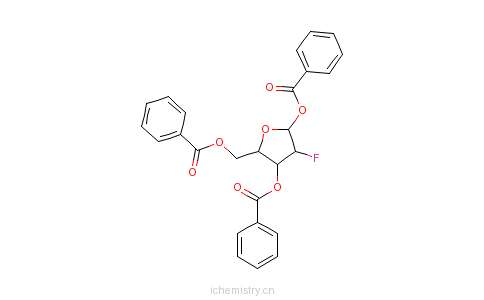 CAS:97614-43-2_2-脱氧-2-氟-1,3,5-三苯甲酰基-alpha-D-阿拉伯呋喃糖的分子结构