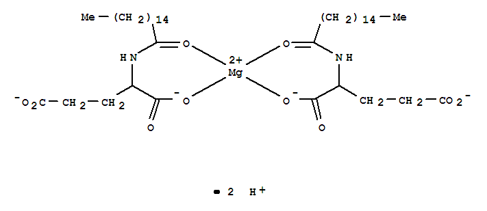 CAS:57539-47-6_(T-4)-双[N-(1-十六烷基酰基)-L-谷氨酸(2-)-N,O1]镁的分子结构