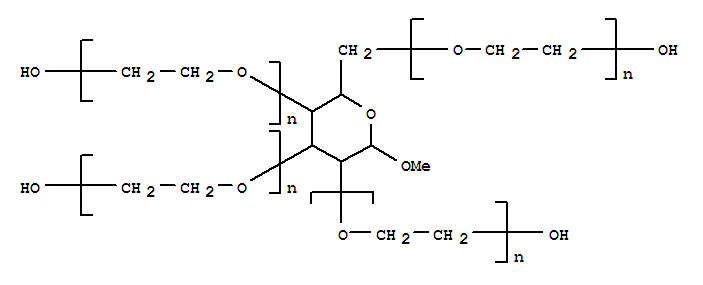 CAS:68239-42-9_甲基-D-吡喃葡糖苷聚环氧乙烷(4：1)的分子结构