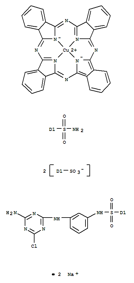 CAS:72214-17-6_[[[[3-[(4-氨基-6-氯基-1,3,5-三嗪-2-基)氨基]苯基]氨基]磺酰基]-C-(氨磺酰基)29H,31H-酞菁-C,C-二磺酸基-N的分子结构