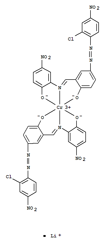 CAS:83804-10-8_双[4-[(2-氯-4-硝基苯基)偶氨]-2-[[(2-羟基-5-硝基苯基)亚氨基]甲基]苯酚根合(2-)]铬酸锂盐(1-)的分子结构