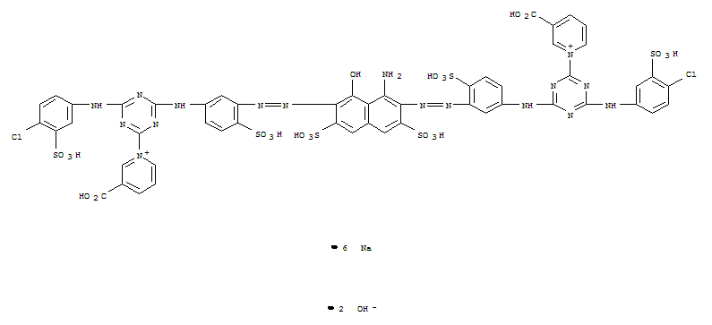 CAS:89797-03-5_1,1'-[(1-氨基-8-羟基-3,6-二磺基-2,7-萘二基)双[偶氮(4-磺基-3,1-亚苯基)亚氨基[6-[(4-氯-3-磺苯基)氨基]1的分子结构