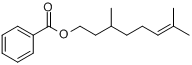 CAS:10482-77-6_3,7-二甲基-6-辛烯-1-醇苯甲酸酯的分子结构
