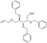 CAS:111549-97-4_5-O-烯丙基-2,3,4-三-O-苄基-D-核糖醇的分子结构