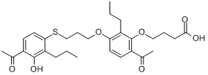 CAS:125961-82-2_4-[6-乙酰基-3-[3-[(4-乙酰基-3-羟基-2-丙基苯基)硫]丙氧基]-2-丙基苯氧基]丁酸的分子结构