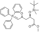 CAS:147118-35-2_(3R)-叔丁基二甲硅氧基-5-氧代-6-三苯基膦烯己酸甲酯的分子结构