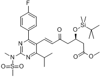 CAS:147118-38-5_7-[4-(4-氟苯基)-6-异丙基-2-(N-甲基甲磺酰胺基)-5-嘧啶]-(3R)-叔丁基二甲硅氧基-5-氧代-(6E)-庚酸甲酯的分子结构