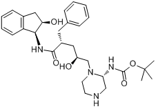 CAS:150323-38-9_[1(1S,2R),5(S)]-2,3,5-三脱氧-N-(2,3-二氢-2-羟基-1H-茚-1-基)-5-[2-[(叔丁基氨基)甲酰]-1-哌嗪基]-2-(苯?的分子结构