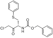 CAS:159878-01-0_(R)-(-)-3-(苄氧羰基氨基)-1-氯-4-苯硫基-2-丁酮的分子结构