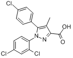 CAS:162758-35-2_1-(2,4-二氯苯基)-5-对氯苯基-4-甲基-吡唑-3-甲酸的分子结构