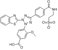 CAS:178925-54-7_2-苯并噻唑基-3-(4-羧基-2-甲氧苯基)-5-[4-(2-磺乙基氨基甲酰)苯基]-2H-四氮唑的分子结构