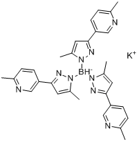 CAS:184032-07-3_Potassium hydrotris (3-(6-methyl-3-pyridyl)-5-methylpyrazol-1-yl)borate的分子结构