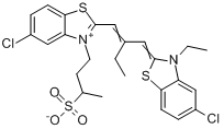 CAS:18426-55-6_5-氯基-2-[2-[[5-氯代-3-乙基-2(3H)-苯并噻唑亚基]甲基]-1-丁烯基]3-(3-磺丁基)苯并噻唑-内盐的分子结构