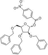 CAS:31598-79-5_2,3,5-三-O-苯基-1-O-(4-硝基苯甲酰)-D-阿拉伯呋喃糖的分子结构