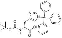CAS:32926-43-5_N-Boc-N'-三苯甲基-L-组氨酸的分子结构