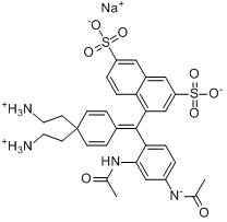 CAS:3369-56-0_N-[4-[[4-(二乙氨基)苯基](3,6-二磺基-1-萘基)亚甲基]-2,5-环己二亚烯-1-基]-N-乙基乙铵钠盐,内盐的分子结构