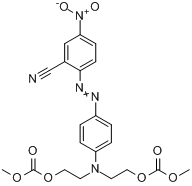CAS:35650-01-2_7-[4-[(2-氰基-4-硝苯基)偶氮]苯基]-3-氧代-2,4,10-三氧杂-7-氮杂十一烷-11-酸甲酯的分子结构