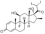 CAS:37414-01-0_9α-氟-11β,17α-二羟基-21-二碘-16β-甲基孕甾-1,4-二烯-3,20-二酮的分子结构